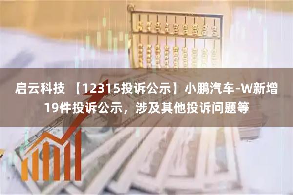 启云科技 【12315投诉公示】小鹏汽车-W新增19件投诉公示，涉及其他投诉问题等